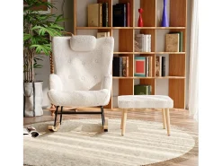 Cadeira de balanço Teddy, chaise longue com apoio de cabeça e apoio para os pés, 150 kg