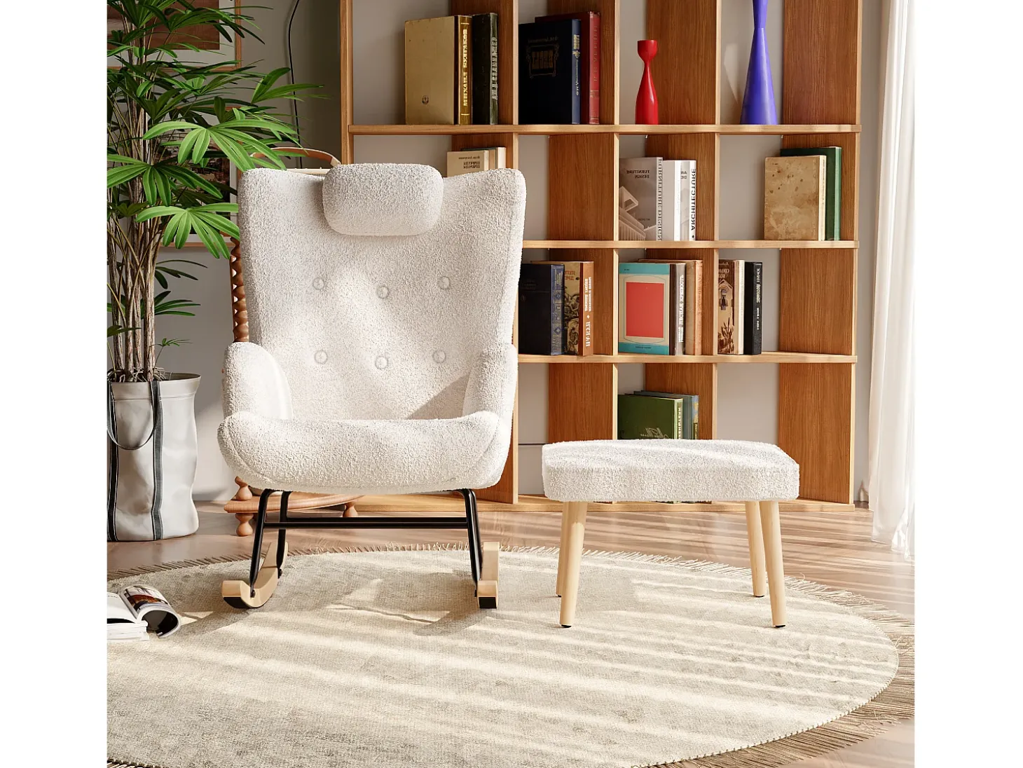 Cadeira de balanço Teddy, chaise longue com apoio de cabeça e apoio para os pés, 150 kg