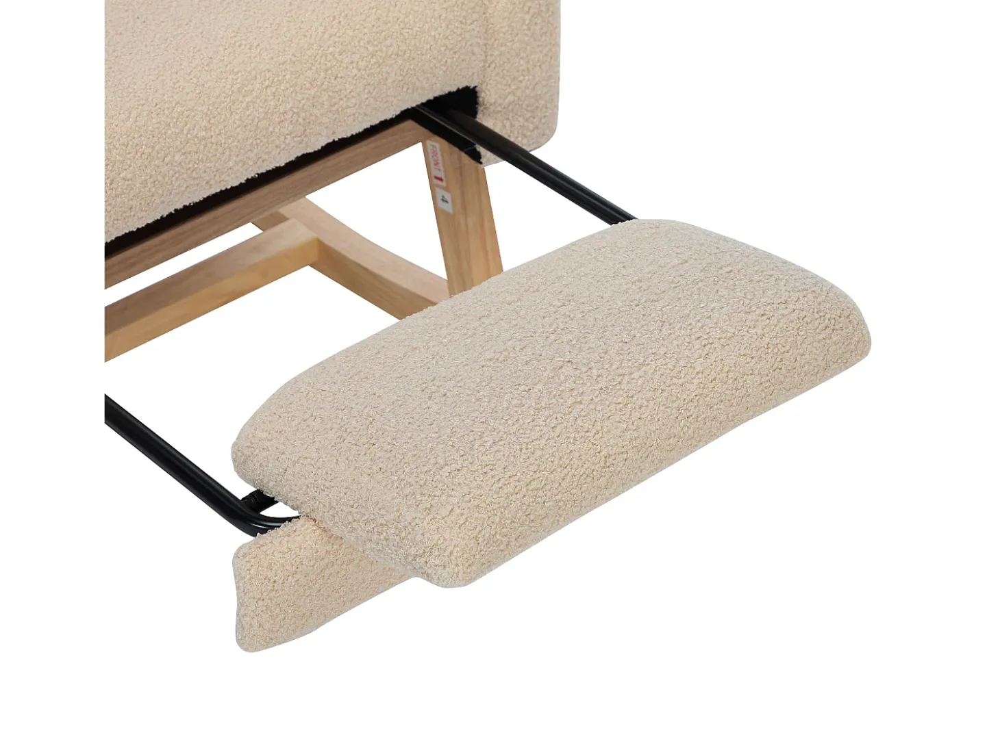 Cadeira de balanço 132x50x99 cm - Estrutura em madeira maciça - Veludo - bege