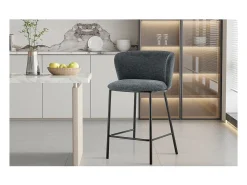 Cadeira de balcão 'Arthus' Tecido Cinza escuro, dimensões: A88,5 x L53 x P50,5 cm