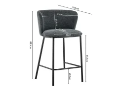 Cadeira de balcão 'Arthus' Tecido Cinza escuro, dimensões: A88,5 x L53 x P50,5 cm