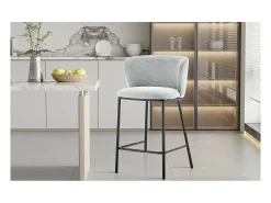 Cadeira de balcão 'Arthus' Tecido Cinza claro, dimensões: A88,5 x L53 x P50,5 cm