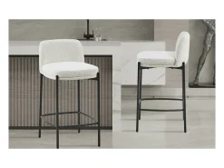 Cadeira de balcão ELISE na cor branca, dimensões A91 x L44 x P42 cm, ideal para um balcão moderno.