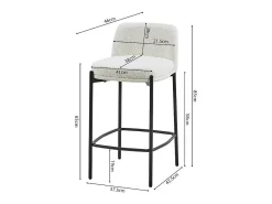 Cadeira de balcão ELISE na cor branca, dimensões A91 x L44 x P42 cm, ideal para um balcão moderno.