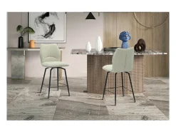 Cadeira de balcão giratória CROFT – Tecido cru – Pés de metal preto – Altura 103 cm – Estilo design/industrial