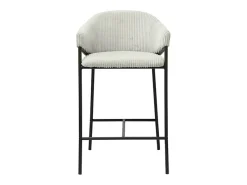 Cadeira de balcão IMANY – Veludo cotelê cinza claro – Com braços – Pés de metal preto – Estilo design/industrial