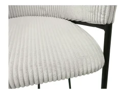 Cadeira de balcão IMANY – Veludo cotelê cinza claro – Com braços – Pés de metal preto – Estilo design/industrial