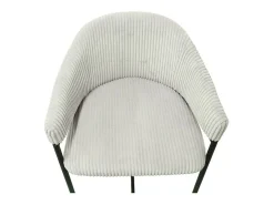 Cadeira de balcão IMANY – Veludo cotelê cinza claro – Com braços – Pés de metal preto – Estilo design/industrial