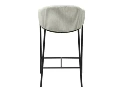 Cadeira de balcão IMANY – Veludo cotelê cinza claro – Com braços – Pés de metal preto – Estilo design/industrial