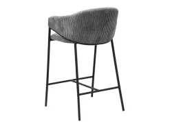 Cadeira de balcão IMANY – Veludo cotelê cinza escuro – Com braços – Pés em metal preto – Estilo design/industrial