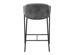 Cadeira de balcão IMANY – Veludo cotelê cinza escuro – Com braços – Pés em metal preto – Estilo design/industrial
