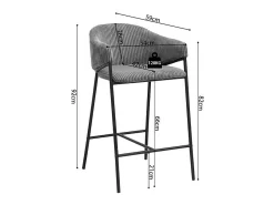 Cadeira de balcão IMANY – Veludo cotelê cinza escuro – Com braços – Pés em metal preto – Estilo design/industrial