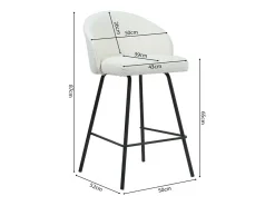 Cadeira de balcão 'Juni' Bouclé Branco, dimensões: A87 x L52 x P51 cm