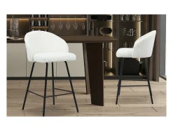 Cadeira de balcão 'Juni' Bouclé Branco, dimensões: A87 x L52 x P51 cm
