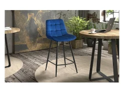 Cadeira de balcão 'Jute' Veludo Azul, dimensões: A95 x L46 x P36 cm