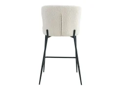 Cadeira de balcão LISE – Tecido bouclé na cor branco cru – Pés em metal preto – Estilo design/industrial