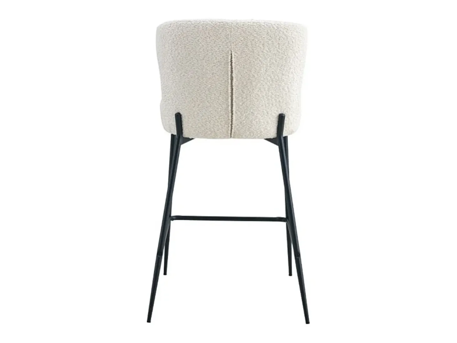 Cadeira de balcão LISE – Tecido bouclé na cor branco cru – Pés em metal preto – Estilo design/industrial