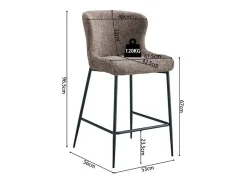 Cadeira de balcão LISE – Tecido bouclé na cor areia – Pés de metal preto – Estilo design/industrial