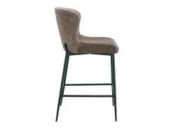 Cadeira de balcão LISE – Tecido bouclé na cor areia – Pés de metal preto – Estilo design/industrial