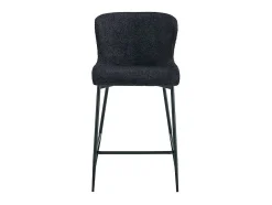 Cadeira de balcão LISE – Tecido bouclé na cor cinza escuro – Pés de metal preto – Estilo design/industrial