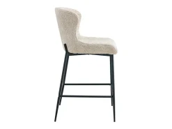 Cadeira de balcão LISE – Tecido bouclé bege – Pés em metal preto - Estilo design/industrial