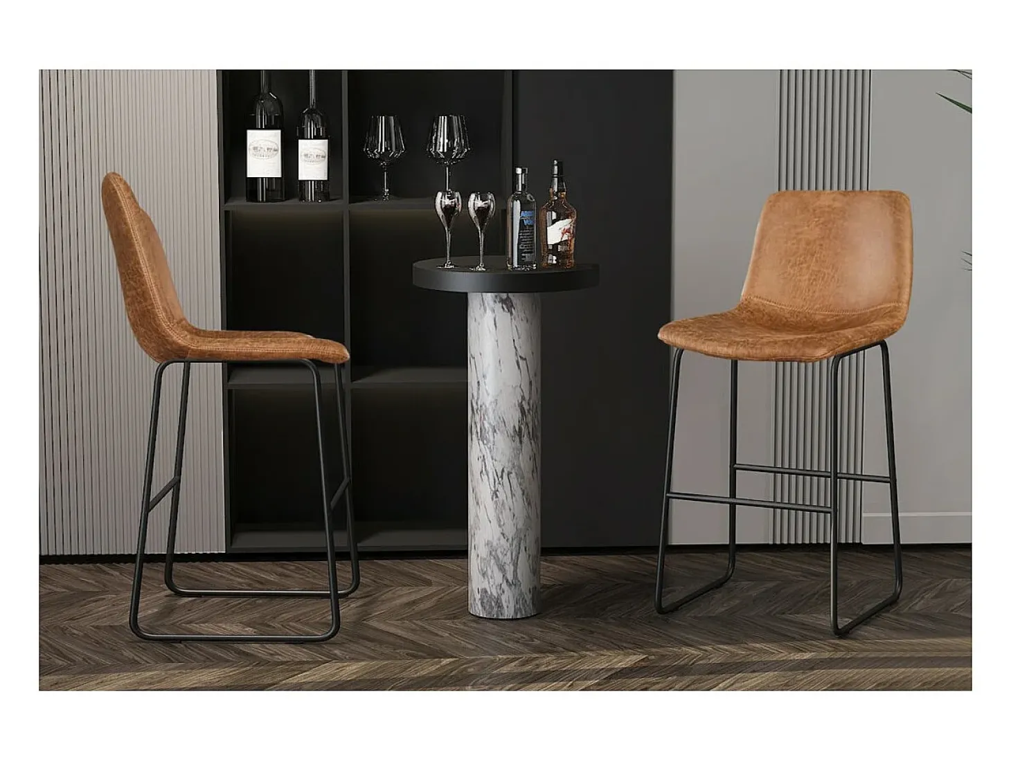 Cadeira de balcão MANCO PU Cognac, dimensões: A93 x L48 x P56 cm, ideal para a sua cozinha/balcão.