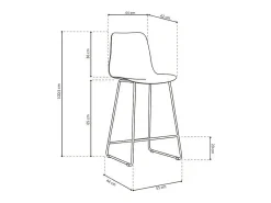 Cadeira de balcão 'Mario' PP Branca, dimensões: A100,5 x L51 x P44cm