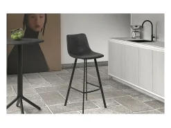 Cadeira de balcão 'Ozon' PU Preto, dimensões: A98 x L45 x P49 cm.