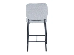 Cadeira de balcão RITA – Tecido cinza claro – Pés de metal preto – Altura 99 cm – Estilo design/industrial