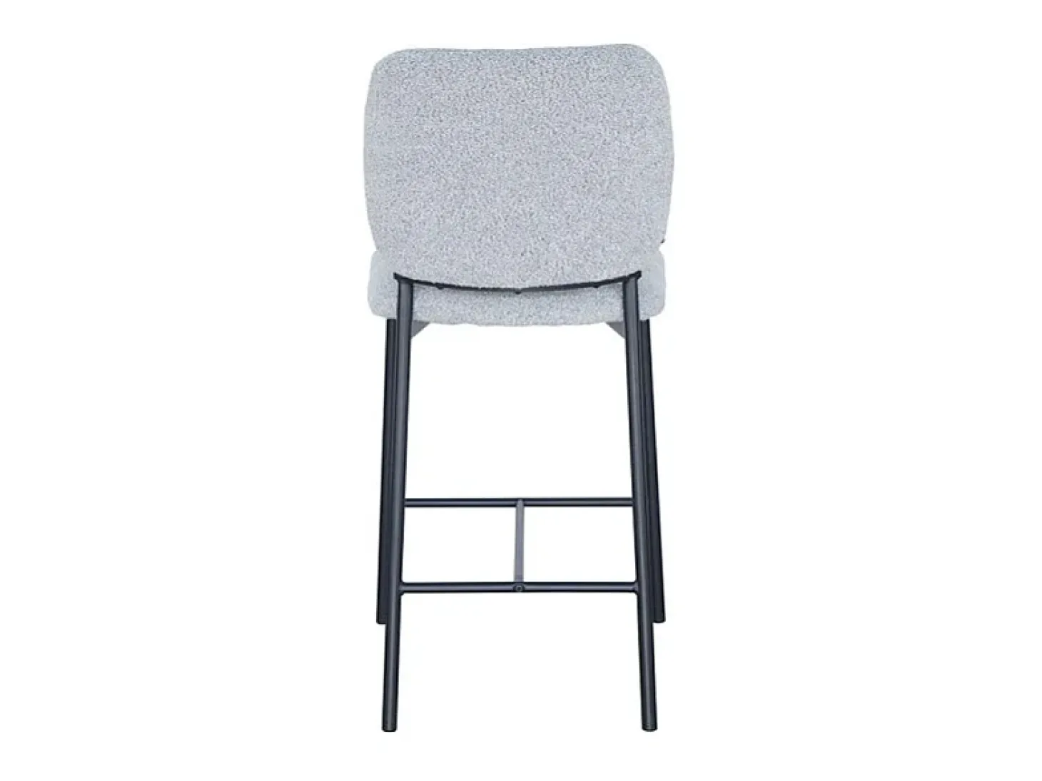 Cadeira de balcão RITA – Tecido cinza claro – Pés de metal preto – Altura 99 cm – Estilo design/industrial