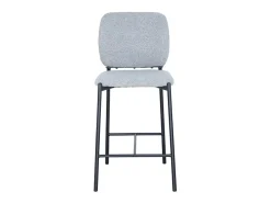 Cadeira de balcão RITA – Tecido cinza claro – Pés de metal preto – Altura 99 cm – Estilo design/industrial
