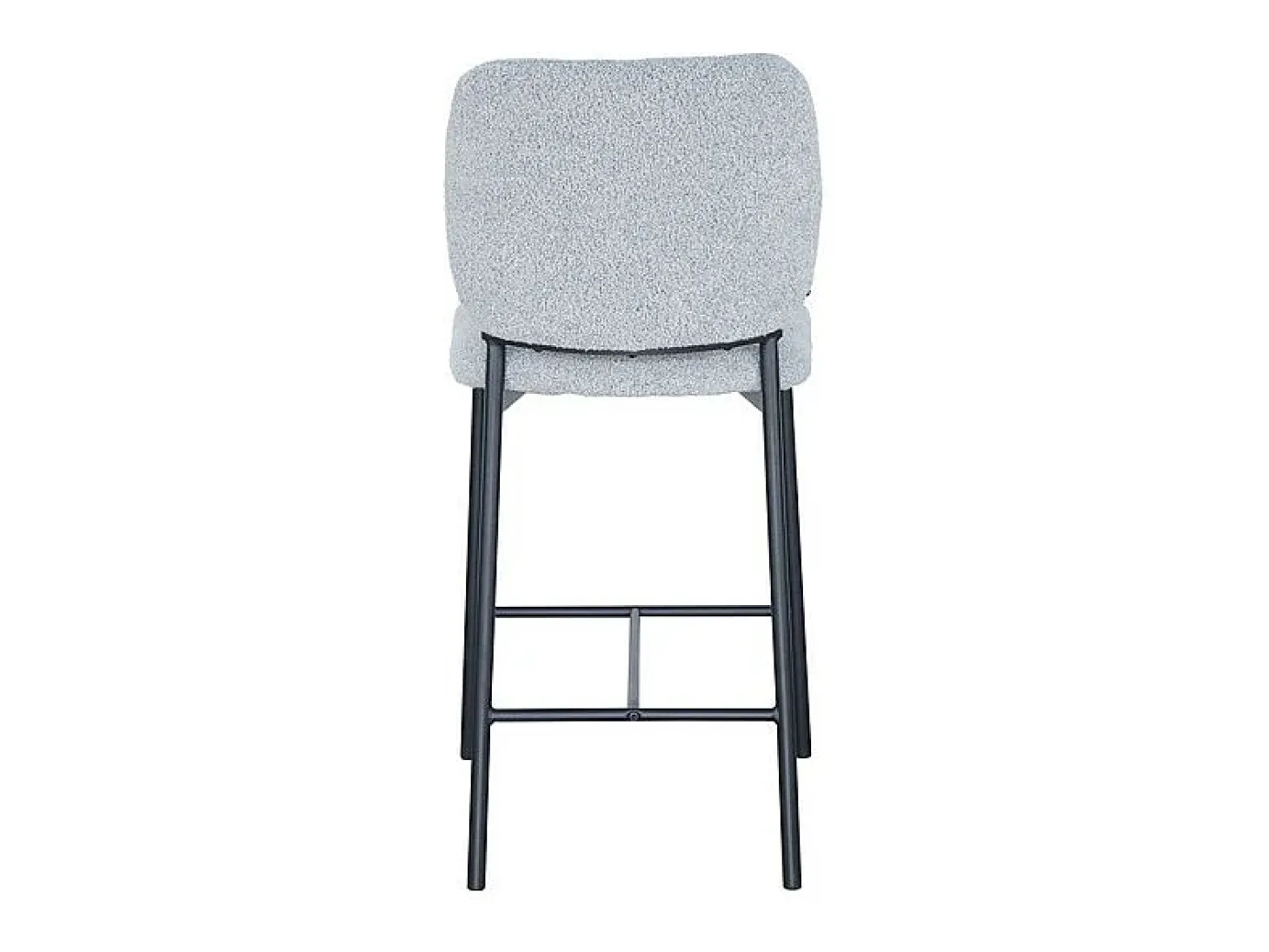 Cadeira de balcão RITA – Tecido cinza claro – Pés de metal preto – Altura 99 cm – Estilo design/industrial