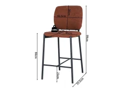Cadeira de balcão RITA – Tecido marrom ferrugem – Pés de metal preto – Altura 99 cm – Estilo design/industrial
