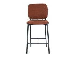 Cadeira de balcão RITA – Tecido marrom ferrugem – Pés de metal preto – Altura 99 cm – Estilo design/industrial