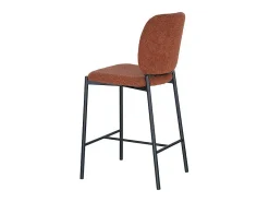 Cadeira de balcão RITA – Tecido marrom ferrugem – Pés de metal preto – Altura 99 cm – Estilo design/industrial