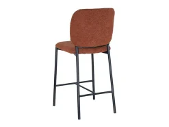 Cadeira de balcão RITA – Tecido marrom ferrugem – Pés de metal preto – Altura 99 cm – Estilo design/industrial