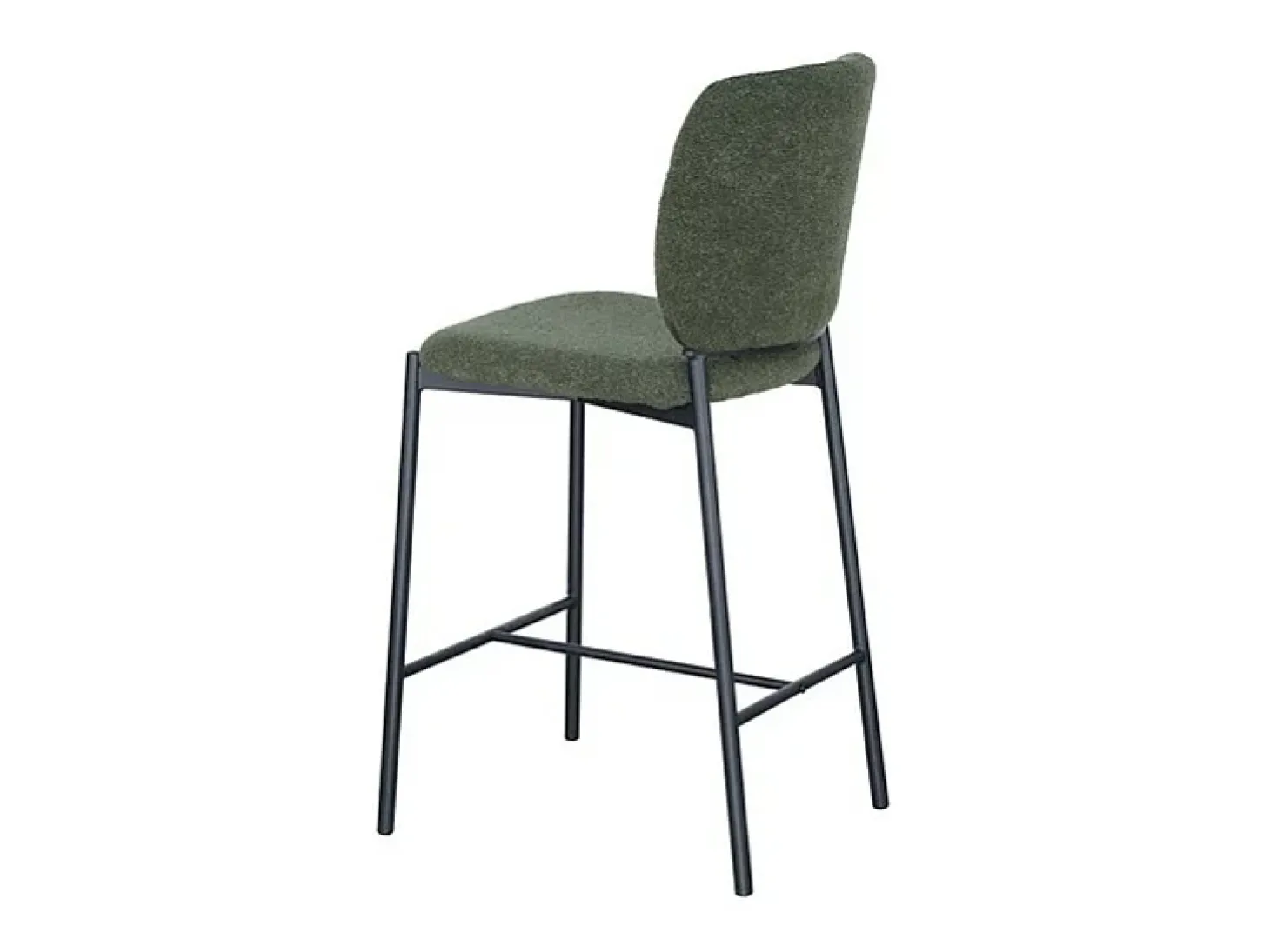 Cadeira de balcão RITA – Tecido verde – Pés de metal preto – Altura 99 cm – Estilo design/industrial