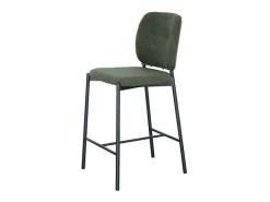 Cadeira de balcão RITA – Tecido verde – Pés de metal preto – Altura 99 cm – Estilo design/industrial