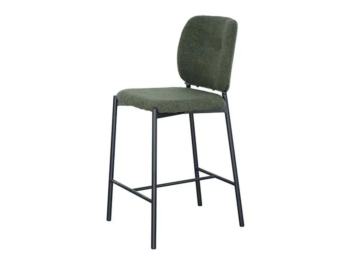 Cadeira de balcão RITA – Tecido verde – Pés de metal preto – Altura 99 cm – Estilo design/industrial