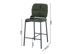 Cadeira de balcão RITA – Tecido verde – Pés de metal preto – Altura 99 cm – Estilo design/industrial