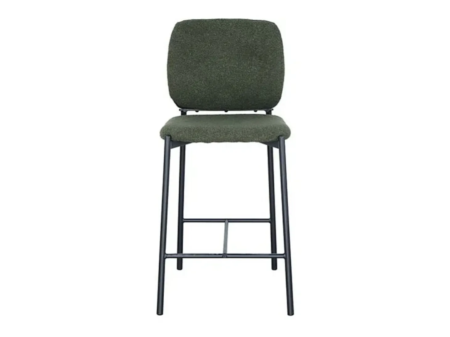 Cadeira de balcão RITA – Tecido verde – Pés de metal preto – Altura 99 cm – Estilo design/industrial
