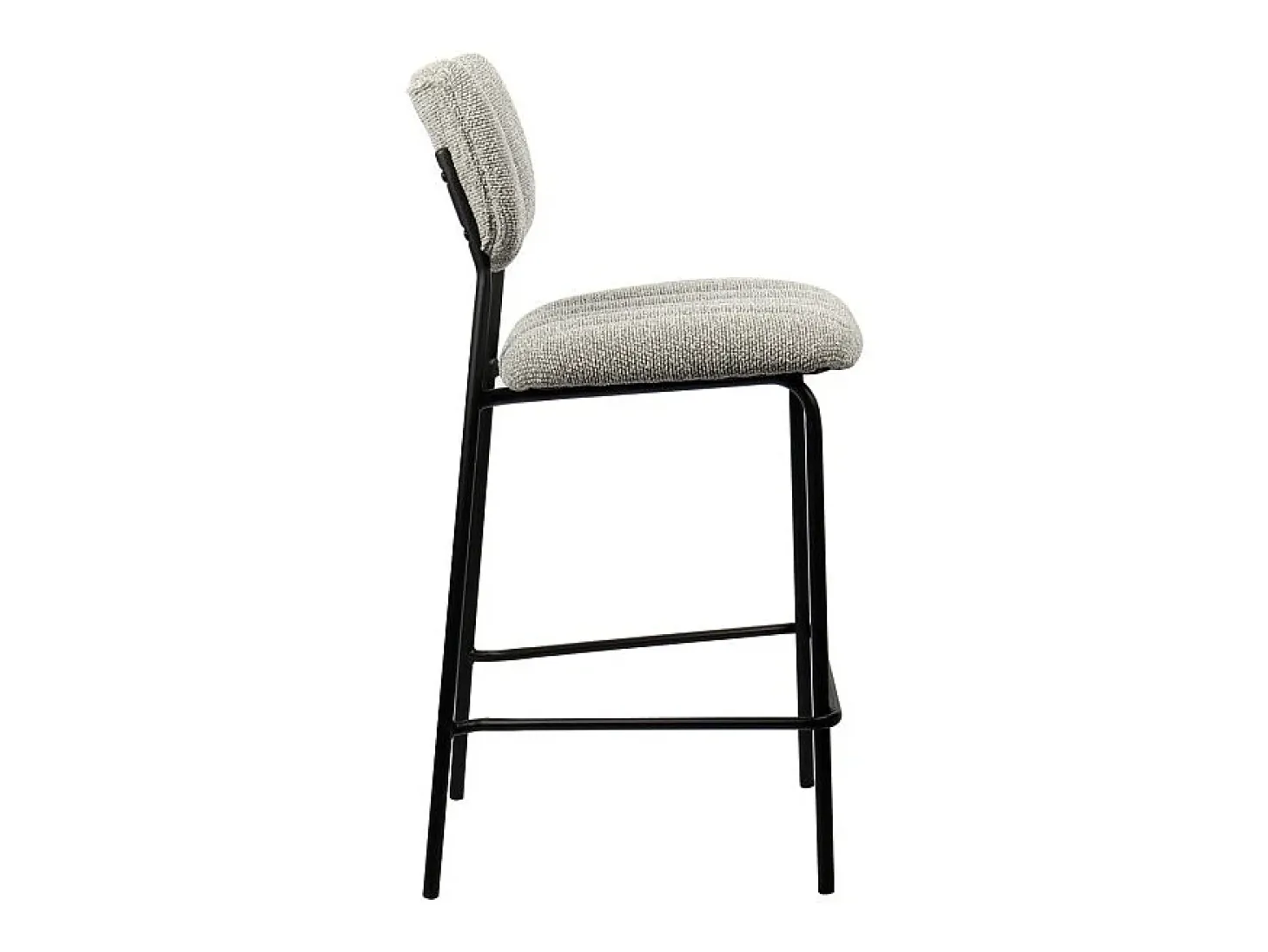 Cadeira de balcão VENTURA – Tecido cinza claro – Pés de metal preto – Altura 97 cm – Estilo design/industrial