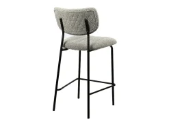 Cadeira de balcão VENTURA – Tecido cinza claro – Pés de metal preto – Altura 97 cm – Estilo design/industrial