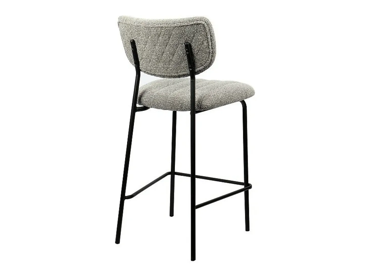 Cadeira de balcão VENTURA – Tecido cinza claro – Pés de metal preto – Altura 97 cm – Estilo design/industrial