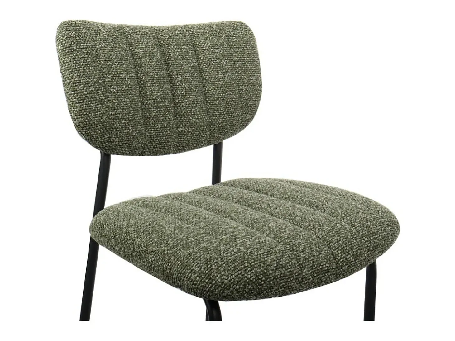 Cadeira de balcão VENTURA – Tecido verde sálvia – Pés em metal preto – Altura 97 cm – Estilo design/industrial