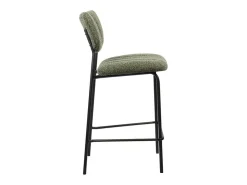Cadeira de balcão VENTURA – Tecido verde sálvia – Pés em metal preto – Altura 97 cm – Estilo design/industrial