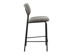 Cadeira de balcão VENTURA – Tecido cinza escuro – Pés de metal preto – Altura 97 cm – Estilo design/industrial