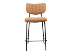 Cadeira de balcão VENTURA – Tecido laranja – Pés de metal preto – Altura 97 cm – Estilo design/industrial