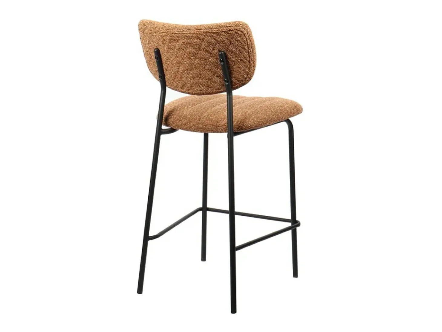 Cadeira de balcão VENTURA – Tecido laranja – Pés de metal preto – Altura 97 cm – Estilo design/industrial