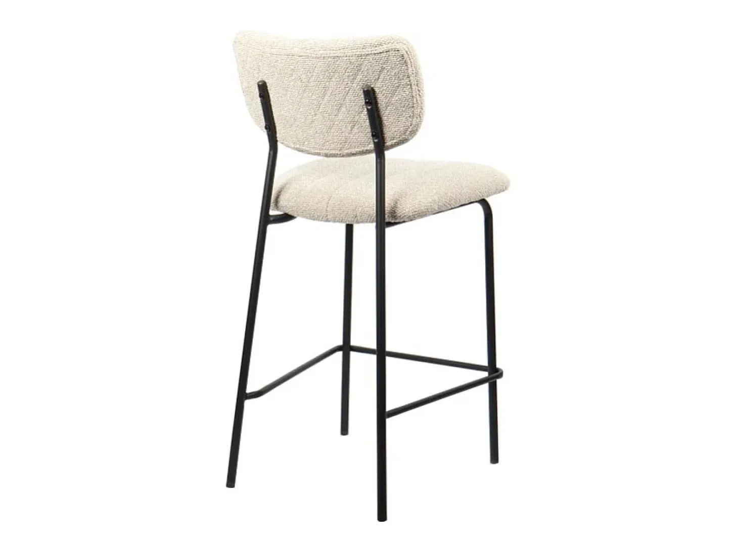 Cadeira de balcão VENTURA – Tecido bege – Pés de metal preto – Altura 97 cm – Estilo design/industrial